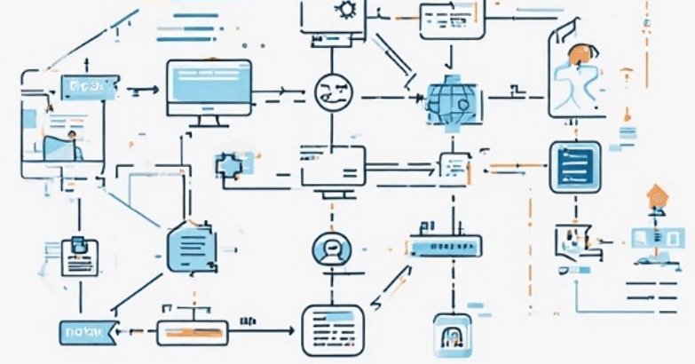 Concept drawing of a complex flowchart